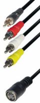 Cinch verloopkabel 4x cinch male >> Din 5-polig female 0.2m*