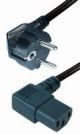 Haakse Schuko plug cee 7/7 naar C13-female haaks 2.5m zwart