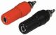 Banaan stekkersbus 4mm met klem rood