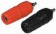 Banaan stekkersbus 4mm met klem rood