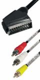 Scart verloopkabel scart male >> 3x cinch male 2m