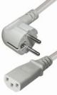 Haakse Schuko plug cee 7/7 naar C13-female recht 2.5 m wit