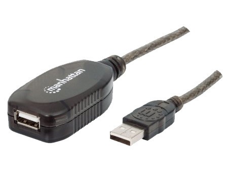 USB 2.0 A actieve verlengkabel USB A M/F 10mtr Manhatten