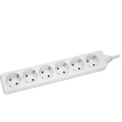 Contactdoos 6-voudig wit  5 mtr