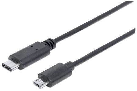 USB 2.0 C verloopkabel micro-B  M/M 1.0mtr zwart