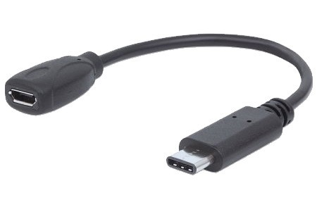 USB 2.0 C verloopkabel micro B M/F 1.0mtr zwart Manhatten