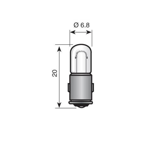 BAJONET LAMPJE BA7S 6V 50mA 20X6.8MMØ