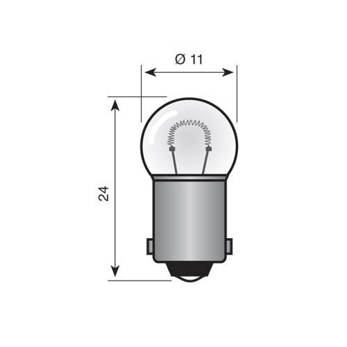 BAJONET LAMPJE BA9S 12V 10mMA 1.2W 24X11MMØ
