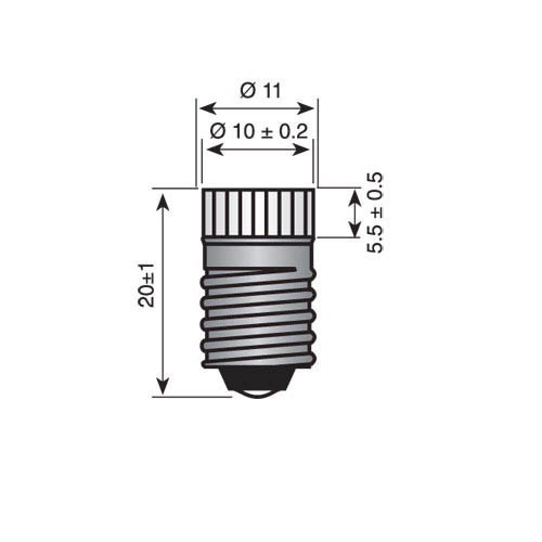 E10 SINGLE LED 220-230VAC MCD:7000 WIT MET LENS