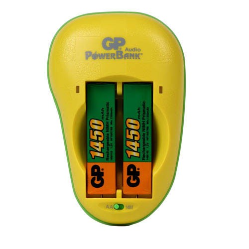 GP POWER BANK NiMH-LADER + 2XPRISMA CEL 1450mAH 2-4UUR SNELL