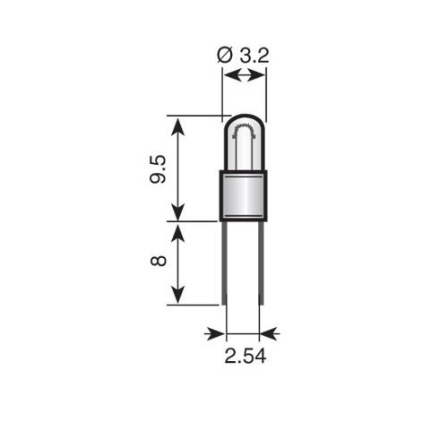 BI-PIN-LAMPJE 18V 26mA T1 RASTER:2.54