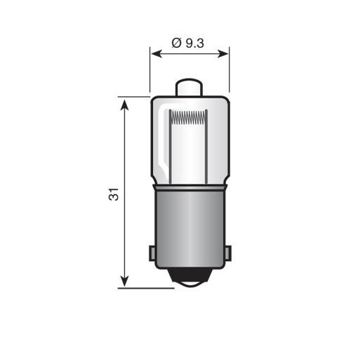 BAJONET LAMPJE BA9S HALOGEEN 12V 20W CLEAR