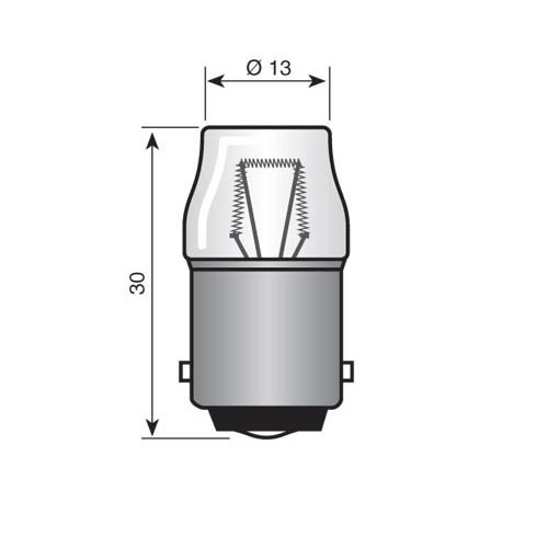 BAJONET LAMPJE BA15D NEON 240VAC MET REFLECTOR