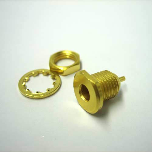 MCX CHASSISDEEL FEMALE VERGULD 50R 6GHz SOLDEERUITVOERING.