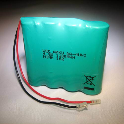 BATTERIJ PACK NIMH 4.8V 1100maH AFMETING:57.2X14.3X48.9MM