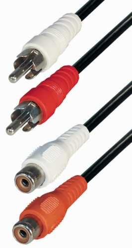Cinch verlengkabel Cinch 2x M/2x F 5.0 mtr.