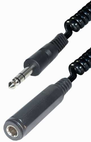 6.3mm Verlengkabel spiraal male stereo <> female stereo 5m