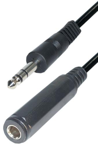 6.3mm male stereo <> 6.3mm female stereo verlengkabel *