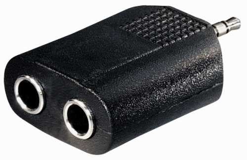 3,5mm Verloopdapter 3,5mm male >> 2x 6,3mm female stereo*