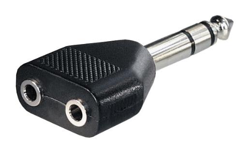 6,3mm Verloopadapter 6,3mm male >> 2x 3,5mm female stereo*