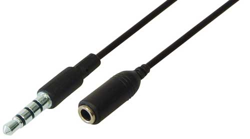 iPhone audiokabel 3.5mm male >> 3.5mm female stereo zwart