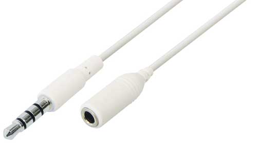 Audio Kabel voor de iPhone wit. nikkel contacten. 10cm