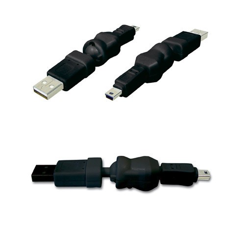 USB2.0 A verloopadapter USB-mini 5-pin  M/M 360º draaibaar