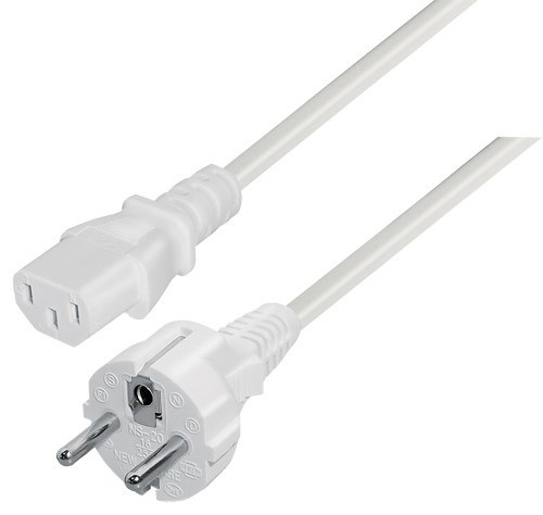 Rechte Schuko plug cee 7/7 naar C13-female recht 2.5 m wit