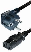 Haakse Schuko plug cee 7/7 naar C13-female 2.5 m zwart*
