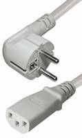 Haakse Schuko plug cee 7/7 naar C13-female recht 2.0 m wit