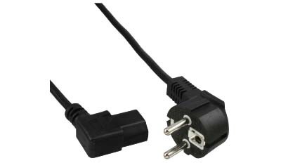 Haakse Schuko plug cee 7/7 naar C13-female haaks 1.8 m zwart