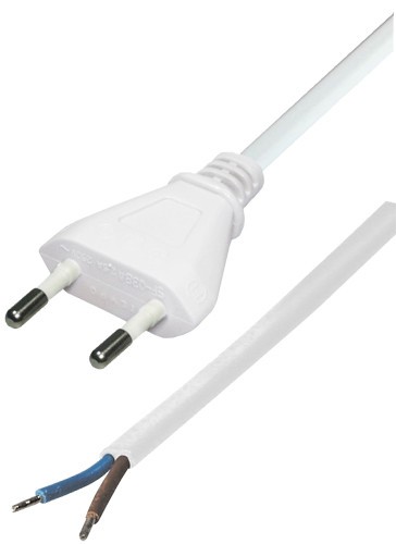 Netsnoer Euro-stekker male >> geschript 1.5m wit