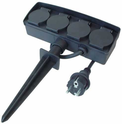 Contactdoos 4-voudig voor buiten IP44 met grondpen *