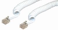 RJ10 verbindingskabel spiraal male <> male 4.0 m wit