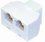 RJ45 telefoon splitter female>> 2x RJ45 female wit*