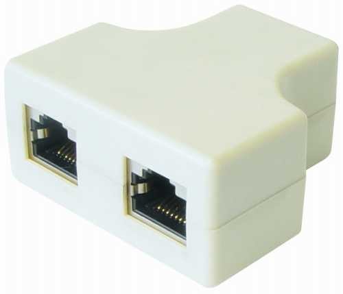 RJ45 telefoon splitter female >> 2x RJ45 female wit*