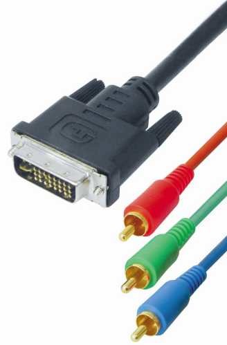 DVi verloopkabel DVi male 24+5 pin >> 3x cinch male 1,8m*