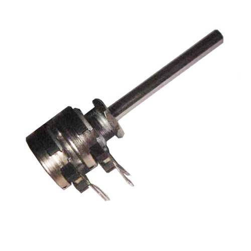 Potmeter stereo lineair 4mm as 4M7 Omeg