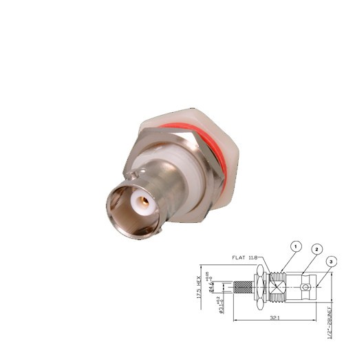 BNC chassisdeel crimp female RG 58-belden 9907 geisoleerd