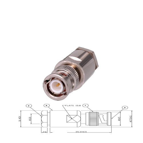 BNC soldeer plug male H1000-ra519 kabel