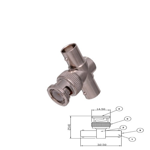 BNC T-splitter met terminator 50 Ohm