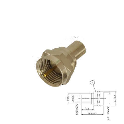 F crimp plug male (Captive Crimp Ring) RG179-187-316 kabel