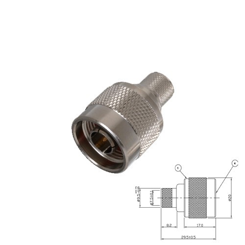 N crimp plug male RA519-belden H500 kabel