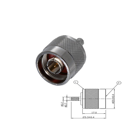 N crimp plug male RG 174-188-316 kabel
