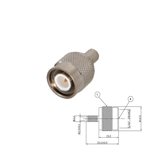 TNC crimp plug male RG174-188-316 kabel